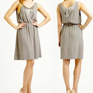 Eileen Fisher Silk Georgette Crepe Smoke Gray Dress NWT S